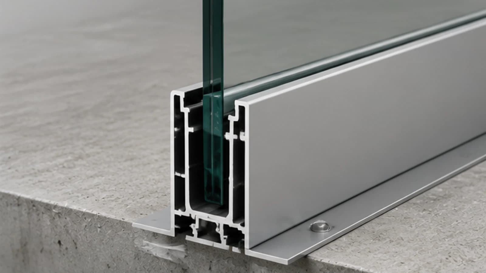A10 Aluminium-U-Profil-Glasbalustrade detail